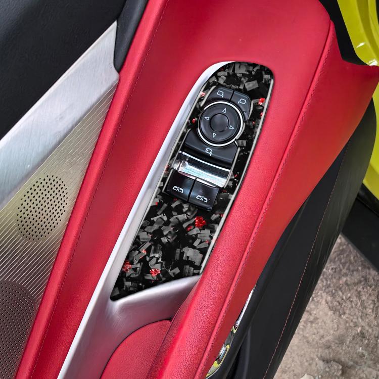 2pcs/Set Forged Gold Foil Carbon Fiber Car Window Lift Decorative Sticker for Chevrolet Corvette C8 2020-, Left Driver(Red) - Car Interior Mouldings by buy2fix | Online Shopping UK | buy2fix