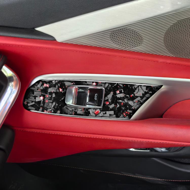 2pcs/Set Forged Gold Foil Carbon Fiber Car Window Lift Decorative Sticker for Chevrolet Corvette C8 2020-, Left Driver(Red) - Car Interior Mouldings by buy2fix | Online Shopping UK | buy2fix