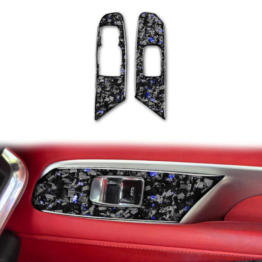 2pcs/Set Forged Gold Foil Carbon Fiber Car Window Lift Decorative Sticker for Chevrolet Corvette C8 2020-, Left Driver(Blue) - Car Interior Mouldings by buy2fix | Online Shopping UK | buy2fix