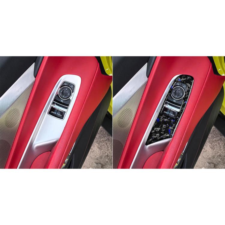 2pcs/Set Forged Gold Foil Carbon Fiber Car Window Lift Decorative Sticker for Chevrolet Corvette C8 2020-, Left Driver(Blue) - Car Interior Mouldings by buy2fix | Online Shopping UK | buy2fix