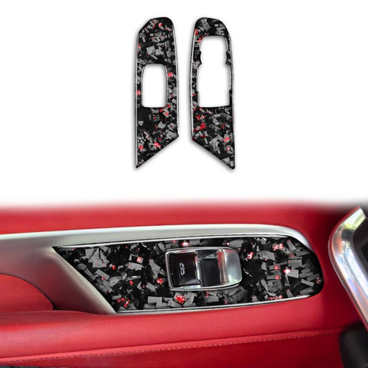 2pcs/Set Forged Gold Foil Carbon Fiber Car Window Lift Decorative Sticker for Chevrolet Corvette C8 2020-, Right Driver(Red) - Car Interior Mouldings by buy2fix | Online Shopping UK | buy2fix