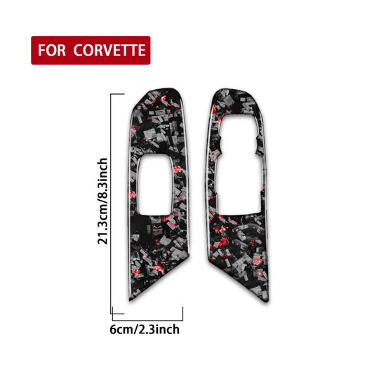 2pcs/Set Forged Gold Foil Carbon Fiber Car Window Lift Decorative Sticker for Chevrolet Corvette C8 2020-, Right Driver(Red) - Car Interior Mouldings by buy2fix | Online Shopping UK | buy2fix