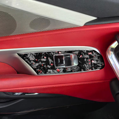 2pcs/Set Forged Gold Foil Carbon Fiber Car Window Lift Decorative Sticker for Chevrolet Corvette C8 2020-, Right Driver(Red) - Car Interior Mouldings by buy2fix | Online Shopping UK | buy2fix