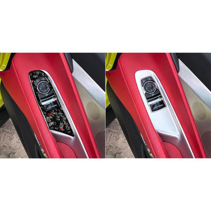 2pcs/Set Forged Gold Foil Carbon Fiber Car Window Lift Decorative Sticker for Chevrolet Corvette C8 2020-, Right Driver(Red) - Car Interior Mouldings by buy2fix | Online Shopping UK | buy2fix