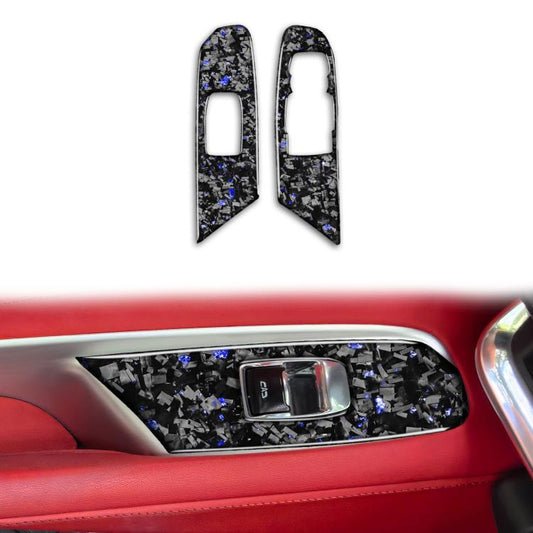 2pcs/Set Forged Gold Foil Carbon Fiber Car Window Lift Decorative Sticker for Chevrolet Corvette C8 2020-, Right Driver(Blue) - Car Interior Mouldings by buy2fix | Online Shopping UK | buy2fix