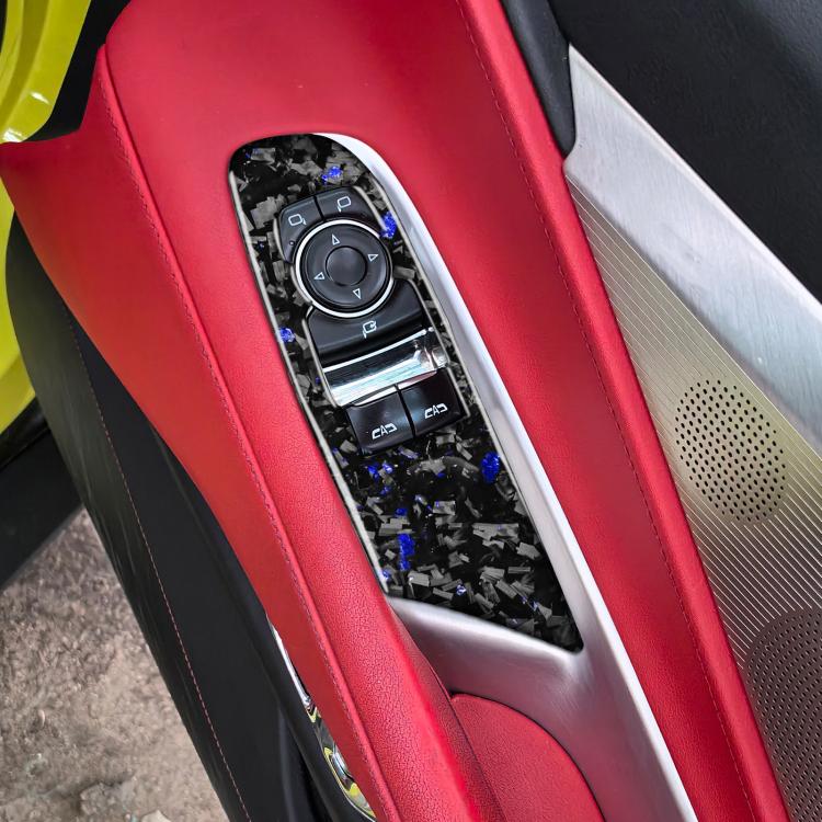 2pcs/Set Forged Gold Foil Carbon Fiber Car Window Lift Decorative Sticker for Chevrolet Corvette C8 2020-, Right Driver(Blue) - Car Interior Mouldings by buy2fix | Online Shopping UK | buy2fix