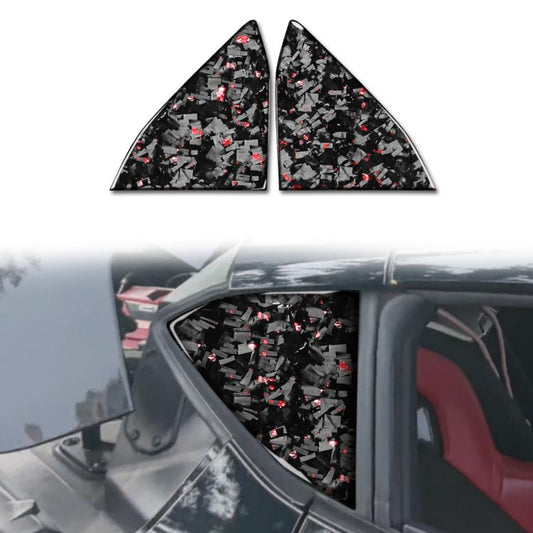 2pcs/Set Forged Gold Foil Carbon Fiber Car Rear Triangle Window Decorative Sticker for Chevrolet Corvette C8 2020-, Left and Right Driver(Red) - Car Interior Mouldings by buy2fix | Online Shopping UK | buy2fix