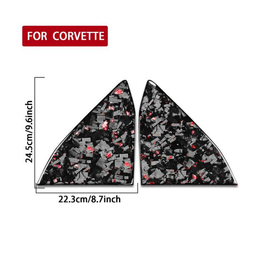 2pcs/Set Forged Gold Foil Carbon Fiber Car Rear Triangle Window Decorative Sticker for Chevrolet Corvette C8 2020-, Left and Right Driver(Red) - Car Interior Mouldings by buy2fix | Online Shopping UK | buy2fix