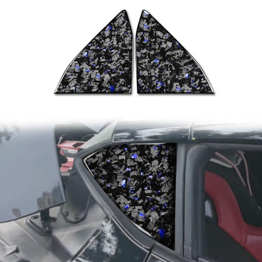 2pcs/Set Forged Gold Foil Carbon Fiber Car Rear Triangle Window Decorative Sticker for Chevrolet Corvette C8 2020-, Left and Right Driver(Blue) - Car Interior Mouldings by buy2fix | Online Shopping UK | buy2fix