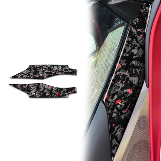 2pcs/Set Forged Gold Foil Carbon Fiber Car Door Panel Decorative Sticker for Chevrolet Corvette C8 2020-, Left and Right Driver(Red) - Car Interior Mouldings by buy2fix | Online Shopping UK | buy2fix