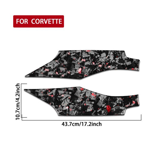 2pcs/Set Forged Gold Foil Carbon Fiber Car Door Panel Decorative Sticker for Chevrolet Corvette C8 2020-, Left and Right Driver(Red) - Car Interior Mouldings by buy2fix | Online Shopping UK | buy2fix