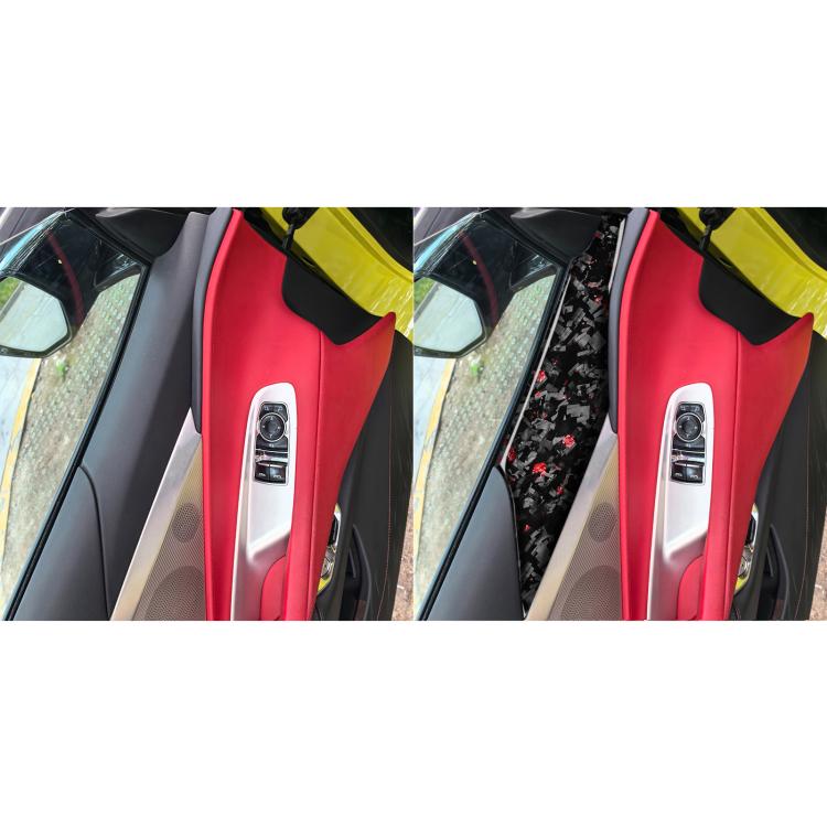 2pcs/Set Forged Gold Foil Carbon Fiber Car Door Panel Decorative Sticker for Chevrolet Corvette C8 2020-, Left and Right Driver(Red) - Car Interior Mouldings by buy2fix | Online Shopping UK | buy2fix