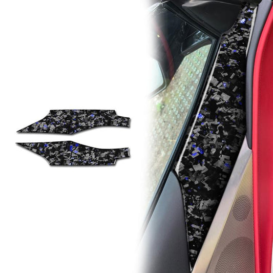 2pcs/Set Forged Gold Foil Carbon Fiber Car Door Panel Decorative Sticker for Chevrolet Corvette C8 2020-, Left and Right Driver(Blue) - Car Interior Mouldings by buy2fix | Online Shopping UK | buy2fix