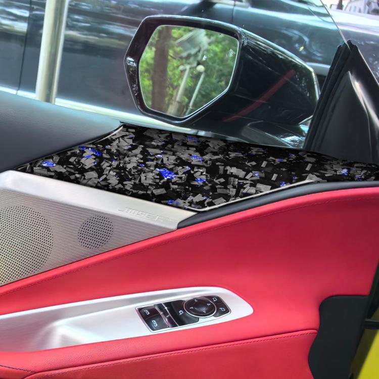 2pcs/Set Forged Gold Foil Carbon Fiber Car Door Panel Decorative Sticker for Chevrolet Corvette C8 2020-, Left and Right Driver(Blue) - Car Interior Mouldings by buy2fix | Online Shopping UK | buy2fix