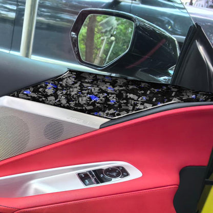 2pcs/Set Forged Gold Foil Carbon Fiber Car Door Panel Decorative Sticker for Chevrolet Corvette C8 2020-, Left and Right Driver(Blue) - Car Interior Mouldings by buy2fix | Online Shopping UK | buy2fix