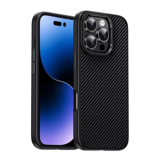 For iPhone 16 Pro iPAKY Star Lord Series Carbon Fiber Textured Oil Spray PC+TPU Phone Case(Black)