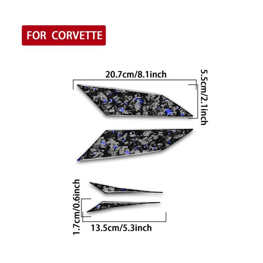 4pcs/Set Forged Gold Foil Carbon Fiber Car Taillight Sides Decorative Sticker for Chevrolet Corvette C8 2020-, Left and Right Driver(Blue) - Car Interior Mouldings by buy2fix | Online Shopping UK | buy2fix