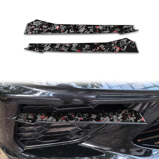 2pcs/Set Forged Gold Foil Carbon Fiber Car Front Sides Air Vents Decorative Sticker for Chevrolet Corvette C8 2020-, Left and Right Driver(Red) - Car Interior Mouldings by buy2fix | Online Shopping UK | buy2fix