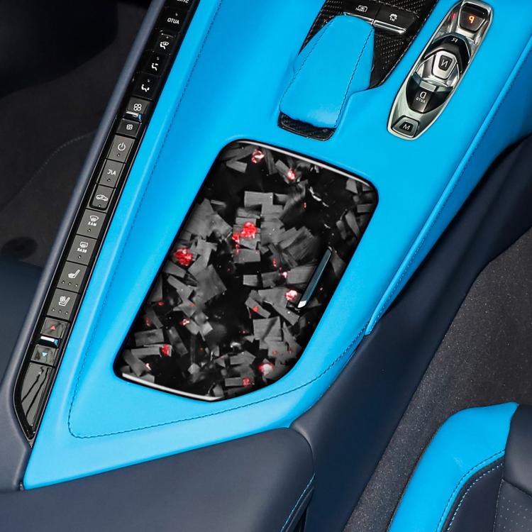 Forged Gold Foil Carbon Fiber Car Central Control Cup Cover Decorative Sticker for Chevrolet Corvette C8 2020-, Right Driver(Red) - Car Interior Mouldings by buy2fix | Online Shopping UK | buy2fix