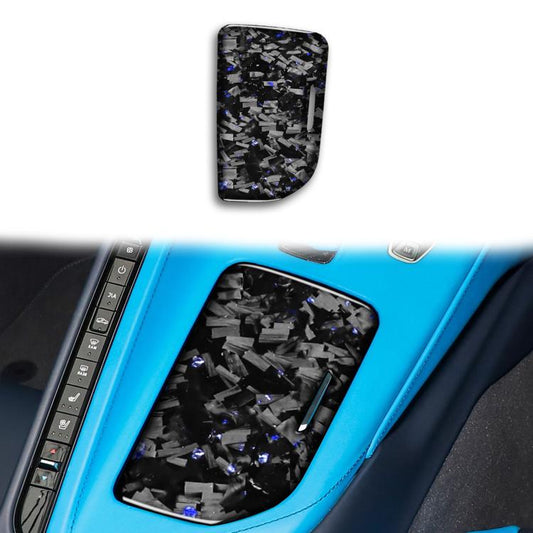 Forged Gold Foil Carbon Fiber Car Central Control Cup Cover Decorative Sticker for Chevrolet Corvette C8 2020-, Right Driver(Blue) - Car Interior Mouldings by buy2fix | Online Shopping UK | buy2fix