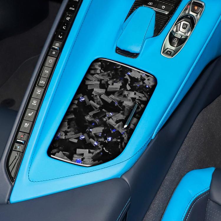 Forged Gold Foil Carbon Fiber Car Central Control Cup Cover Decorative Sticker for Chevrolet Corvette C8 2020-, Right Driver(Blue) - Car Interior Mouldings by buy2fix | Online Shopping UK | buy2fix