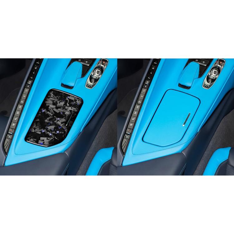 Forged Gold Foil Carbon Fiber Car Central Control Cup Cover Decorative Sticker for Chevrolet Corvette C8 2020-, Right Driver(Blue) - Car Interior Mouldings by buy2fix | Online Shopping UK | buy2fix
