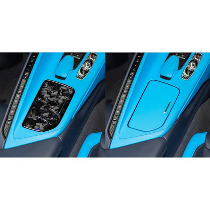 Forged Gold Foil Carbon Fiber Car Central Control Cup Cover Decorative Sticker for Chevrolet Corvette C8 2020-, Right Driver(Blue) - Car Interior Mouldings by buy2fix | Online Shopping UK | buy2fix