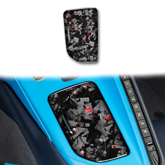 Forged Gold Foil Carbon Fiber Car Central Control Cup Cover Decorative Sticker for Chevrolet Corvette C8 2020-, Left Driver(Red) - Car Interior Mouldings by buy2fix | Online Shopping UK | buy2fix