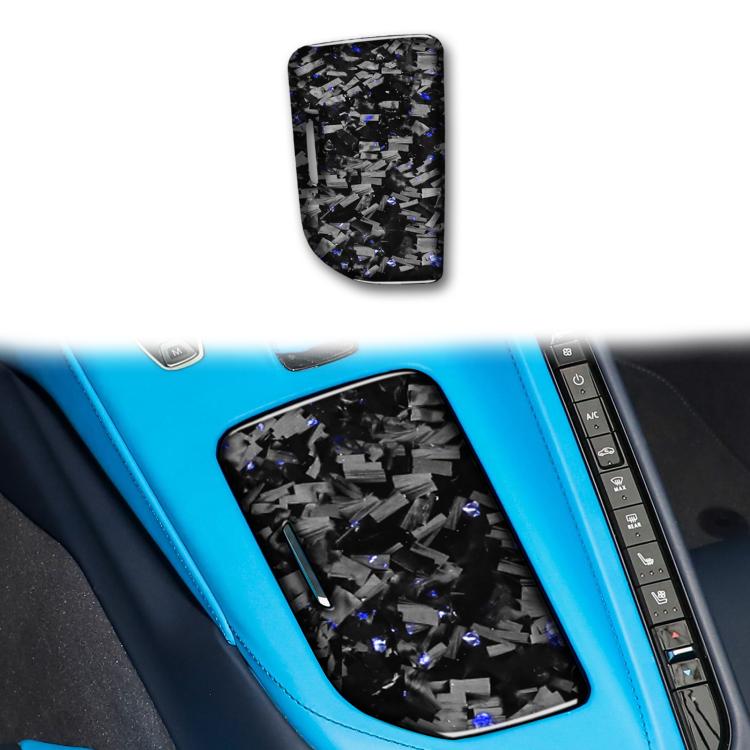 Forged Gold Foil Carbon Fiber Car Central Control Cup Cover Decorative Sticker for Chevrolet Corvette C8 2020-, Left Driver(Blue) - Car Interior Mouldings by buy2fix | Online Shopping UK | buy2fix