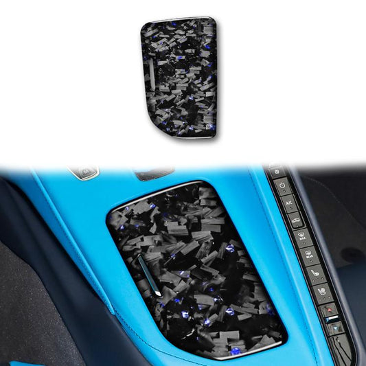 Forged Gold Foil Carbon Fiber Car Central Control Cup Cover Decorative Sticker for Chevrolet Corvette C8 2020-, Left Driver(Blue) - Car Interior Mouldings by buy2fix | Online Shopping UK | buy2fix