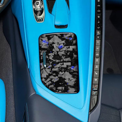 Forged Gold Foil Carbon Fiber Car Central Control Cup Cover Decorative Sticker for Chevrolet Corvette C8 2020-, Left Driver(Blue) - Car Interior Mouldings by buy2fix | Online Shopping UK | buy2fix