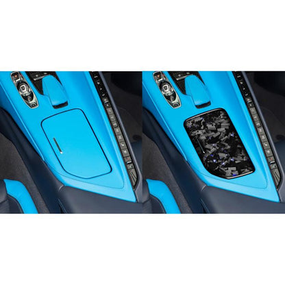 Forged Gold Foil Carbon Fiber Car Central Control Cup Cover Decorative Sticker for Chevrolet Corvette C8 2020-, Left Driver(Blue) - Car Interior Mouldings by buy2fix | Online Shopping UK | buy2fix