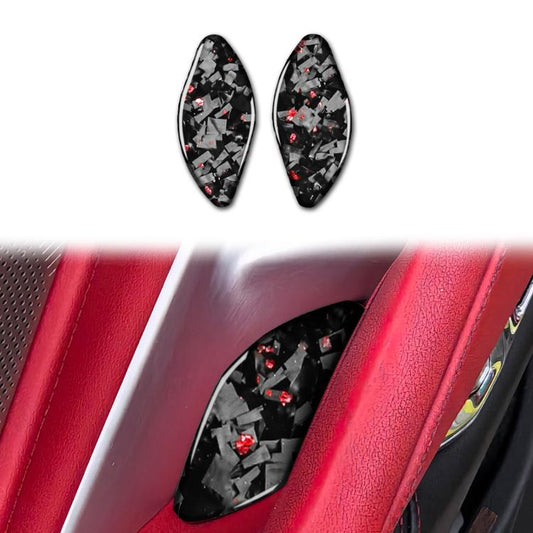 2pcs/Set Forged Gold Foil Carbon Fiber Car Inside Door Bowl Decorative Sticker for Chevrolet Corvette C8 2020-, Left and Right Driver(Red) - Car Interior Mouldings by buy2fix | Online Shopping UK | buy2fix