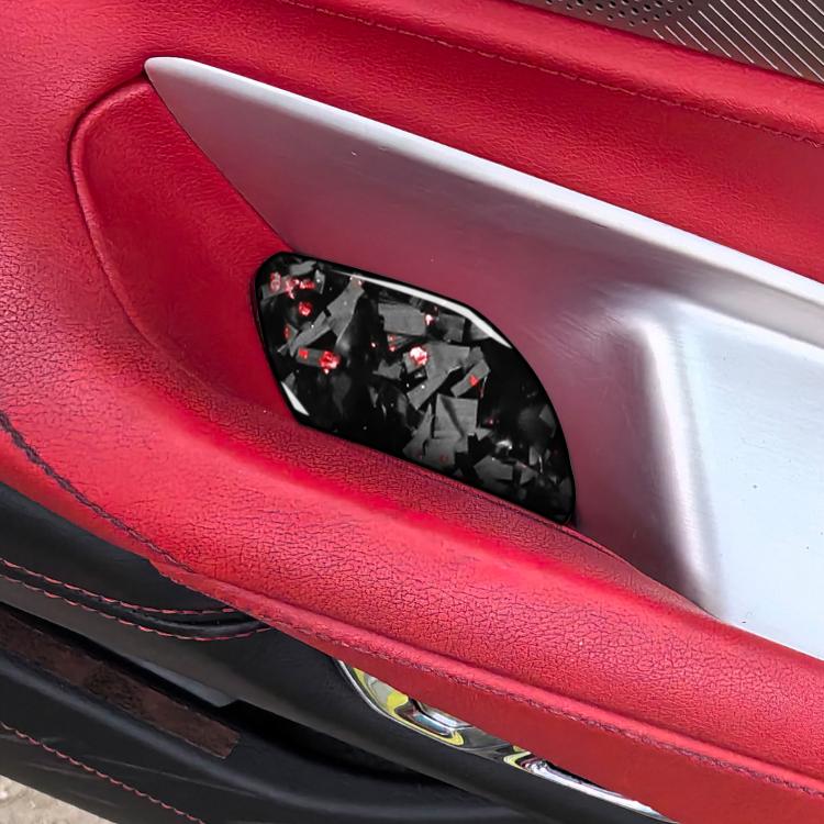2pcs/Set Forged Gold Foil Carbon Fiber Car Inside Door Bowl Decorative Sticker for Chevrolet Corvette C8 2020-, Left and Right Driver(Red) - Car Interior Mouldings by buy2fix | Online Shopping UK | buy2fix