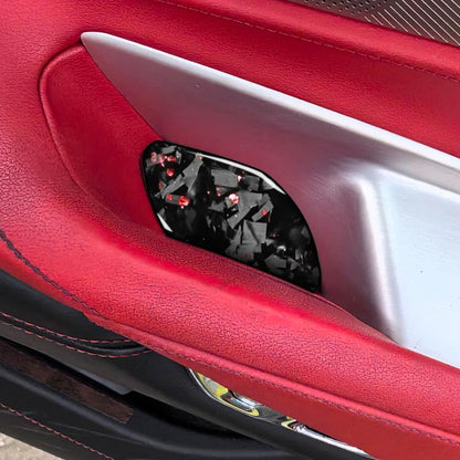 2pcs/Set Forged Gold Foil Carbon Fiber Car Inside Door Bowl Decorative Sticker for Chevrolet Corvette C8 2020-, Left and Right Driver(Red) - Car Interior Mouldings by buy2fix | Online Shopping UK | buy2fix