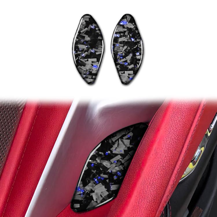 2pcs/Set Forged Gold Foil Carbon Fiber Car Inside Door Bowl Decorative Sticker for Chevrolet Corvette C8 2020-, Left and Right Driver(Blue) - Car Interior Mouldings by buy2fix | Online Shopping UK | buy2fix