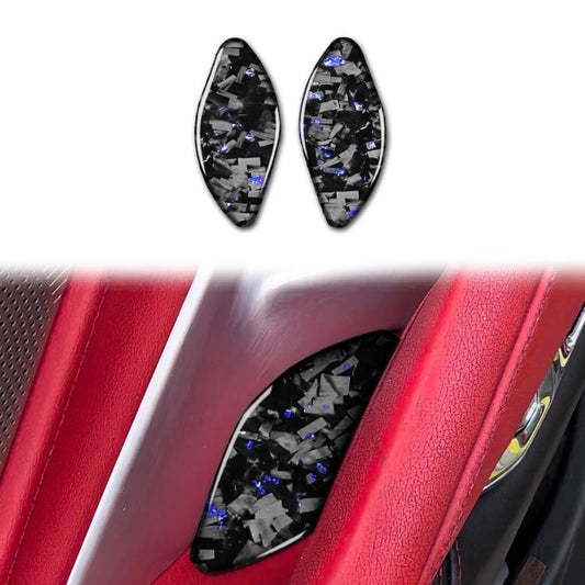 2pcs/Set Forged Gold Foil Carbon Fiber Car Inside Door Bowl Decorative Sticker for Chevrolet Corvette C8 2020-, Left and Right Driver(Blue) - Car Interior Mouldings by buy2fix | Online Shopping UK | buy2fix