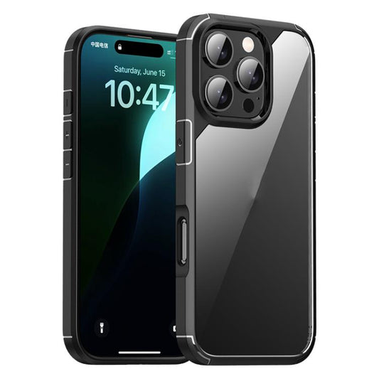 For iPhone 16 Pro iPAKY YJ Series Transparent PC+TPU Phone Case(Black) - iPhone 16 Pro Cases by iPAKY | Online Shopping UK | buy2fix
