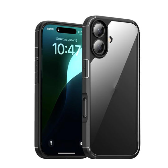 For iPhone 16 Plus iPAKY YJ Series Transparent PC+TPU Phone Case(Black)