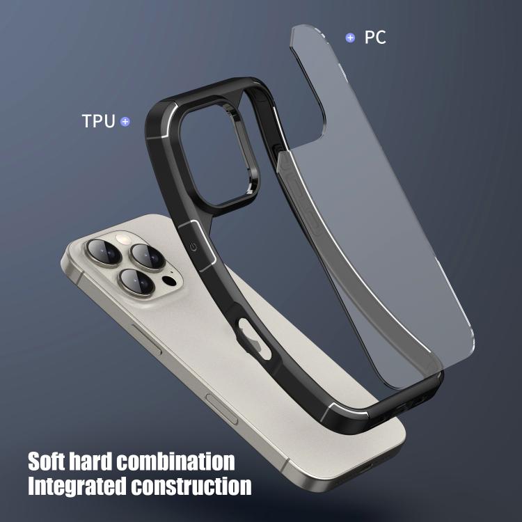 For iPhone 16 iPAKY YJ Series Transparent PC+TPU Phone Case(Black) - iPhone 16 Cases by iPAKY | Online Shopping UK | buy2fix