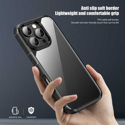 For iPhone 16 iPAKY YJ Series Transparent PC+TPU Phone Case(Blue) - iPhone 16 Cases by iPAKY | Online Shopping UK | buy2fix