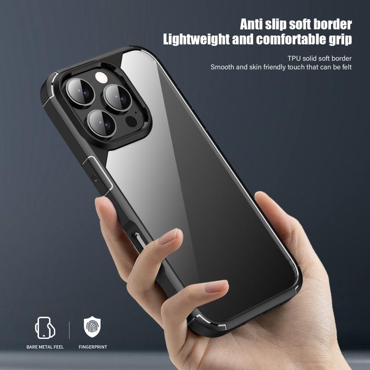 For iPhone 16 iPAKY YJ Series Transparent PC+TPU Phone Case(Black) - iPhone 16 Cases by iPAKY | Online Shopping UK | buy2fix