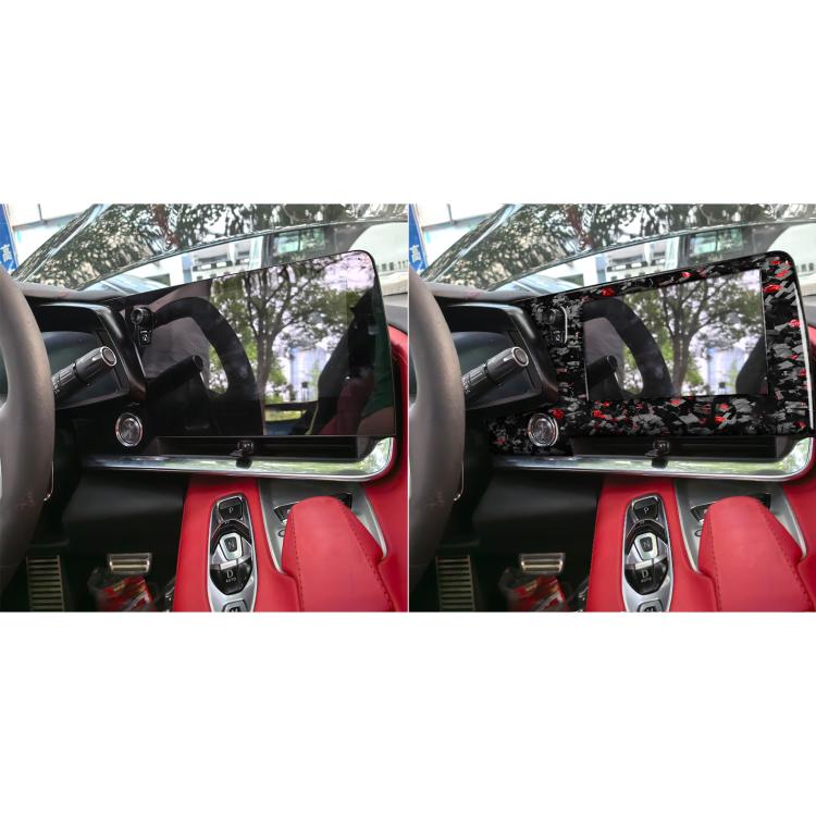 Forged Gold Foil Carbon Fiber Car Central Control Screen Frame Decorative Sticker for Chevrolet Corvette C8 2020-, Left Driver(Red) - Car Interior Mouldings by buy2fix | Online Shopping UK | buy2fix