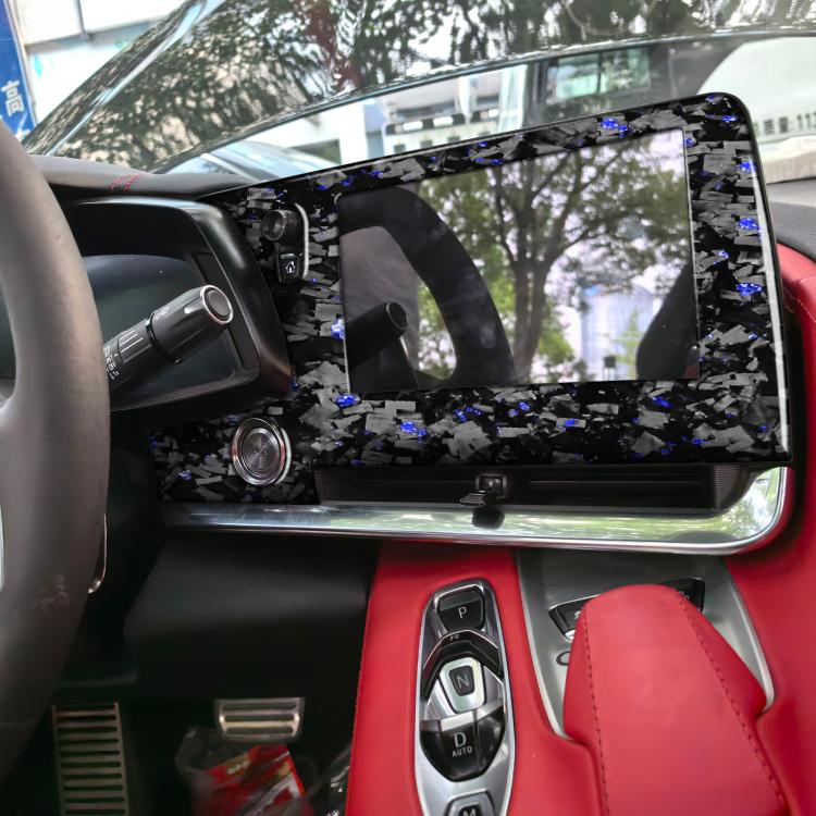 Forged Gold Foil Carbon Fiber Car Central Control Screen Frame Decorative Sticker for Chevrolet Corvette C8 2020-, Left Driver(Blue) - Car Interior Mouldings by buy2fix | Online Shopping UK | buy2fix