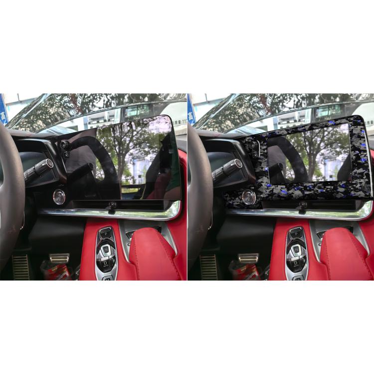 Forged Gold Foil Carbon Fiber Car Central Control Screen Frame Decorative Sticker for Chevrolet Corvette C8 2020-, Left Driver(Blue) - Car Interior Mouldings by buy2fix | Online Shopping UK | buy2fix