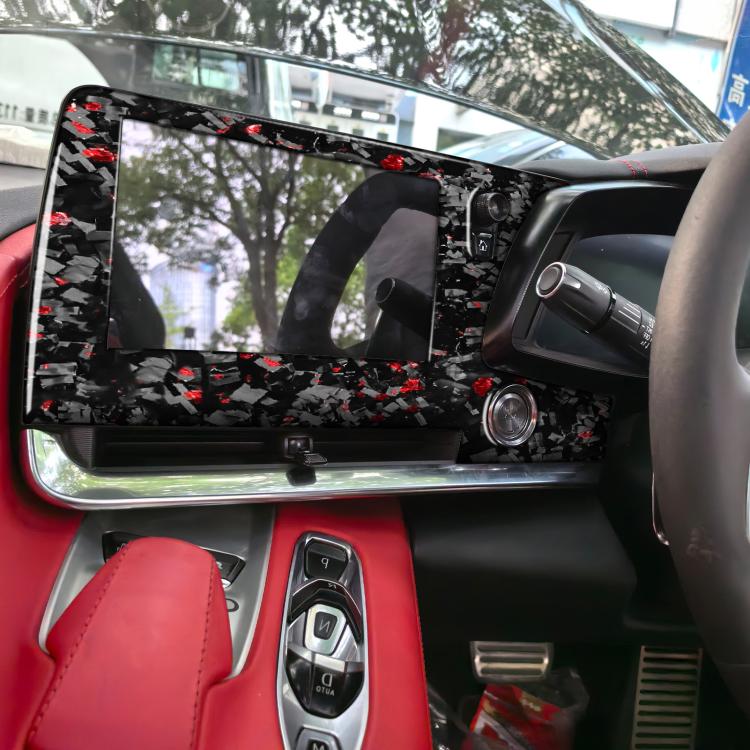 Forged Gold Foil Carbon Fiber Car Central Control Screen Frame Decorative Sticker for Chevrolet Corvette C8 2020-, Right Driver(Red) - Car Interior Mouldings by buy2fix | Online Shopping UK | buy2fix