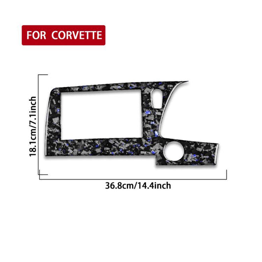 Forged Gold Foil Carbon Fiber Car Central Control Screen Frame Decorative Sticker for Chevrolet Corvette C8 2020-, Right Driver(Blue) - Car Interior Mouldings by buy2fix | Online Shopping UK | buy2fix