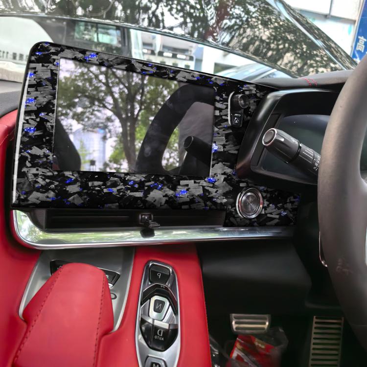 Forged Gold Foil Carbon Fiber Car Central Control Screen Frame Decorative Sticker for Chevrolet Corvette C8 2020-, Right Driver(Blue) - Car Interior Mouldings by buy2fix | Online Shopping UK | buy2fix