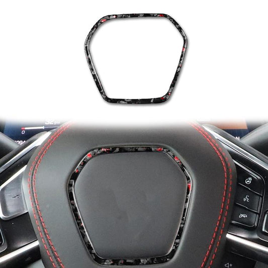Forged Gold Foil Carbon Fiber Car Steering Wheel Frame Decorative Sticker for Chevrolet Corvette C8 2020-, Left and Right Driver(Red) - Car Interior Mouldings by buy2fix | Online Shopping UK | buy2fix