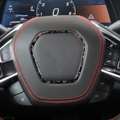 Forged Gold Foil Carbon Fiber Car Steering Wheel Frame Decorative Sticker for Chevrolet Corvette C8 2020-, Left and Right Driver(Red) - Car Interior Mouldings by buy2fix | Online Shopping UK | buy2fix